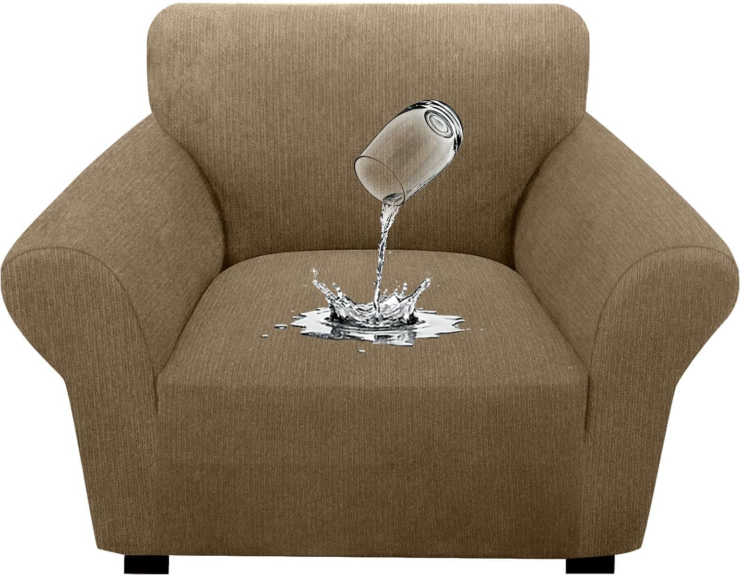 Waterproof Stretch Spandex Chair Sofa Slipcover - Non-Slip Soft Couch Cover with Elastic Bottom, Washable Leakproof Furniture Protector for Kids, Pets, Dogs & Cats (Chair, Island Fossi)