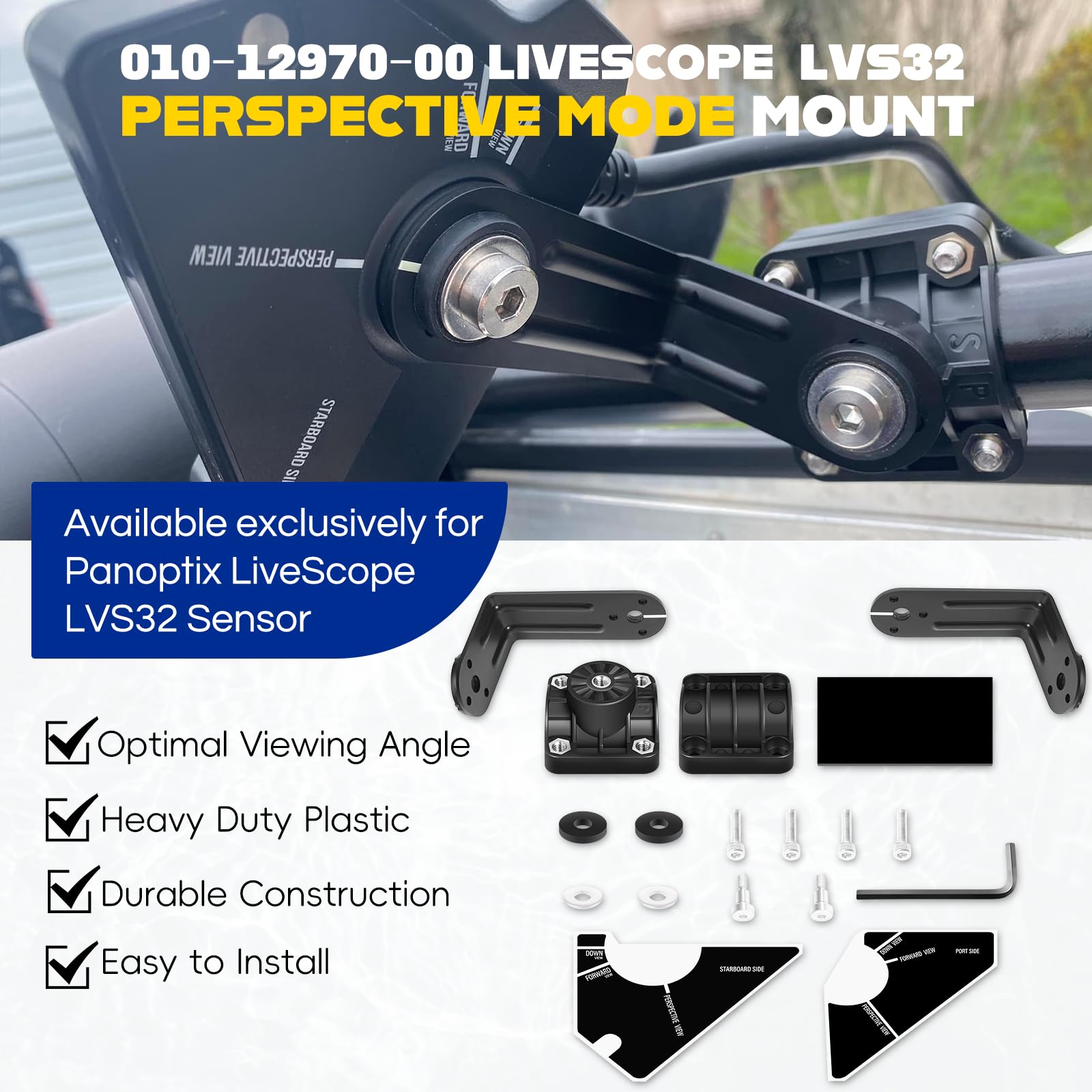 010-12970-00 Livescope Perspective Mode Mount Compatible with Panoptix Livescope LVS32 Transducer, Three Mode One Mount, Durable and Adjustable