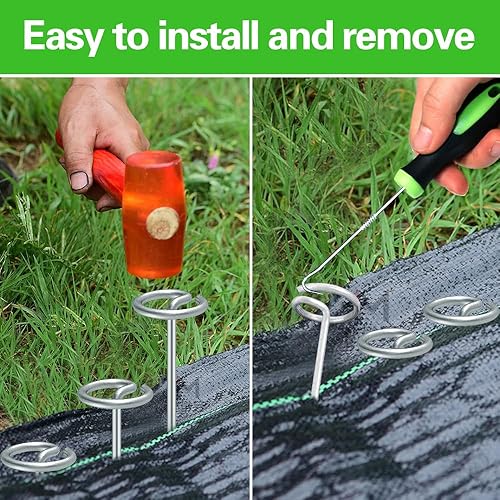 Miniatura 4 de Bakulyor 100 grapas circulares para paisaje, estaca de jardín de 6 pulgadas, estacas de tela galvanizada de calibre 9, pasadores de tierra