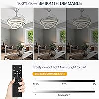 Vista 5 de Ventilador de techo retráctil de 42 pulgadas, ventiladores de techo con luces, motor de CC silencioso, 6 velocidades, 3 cambios