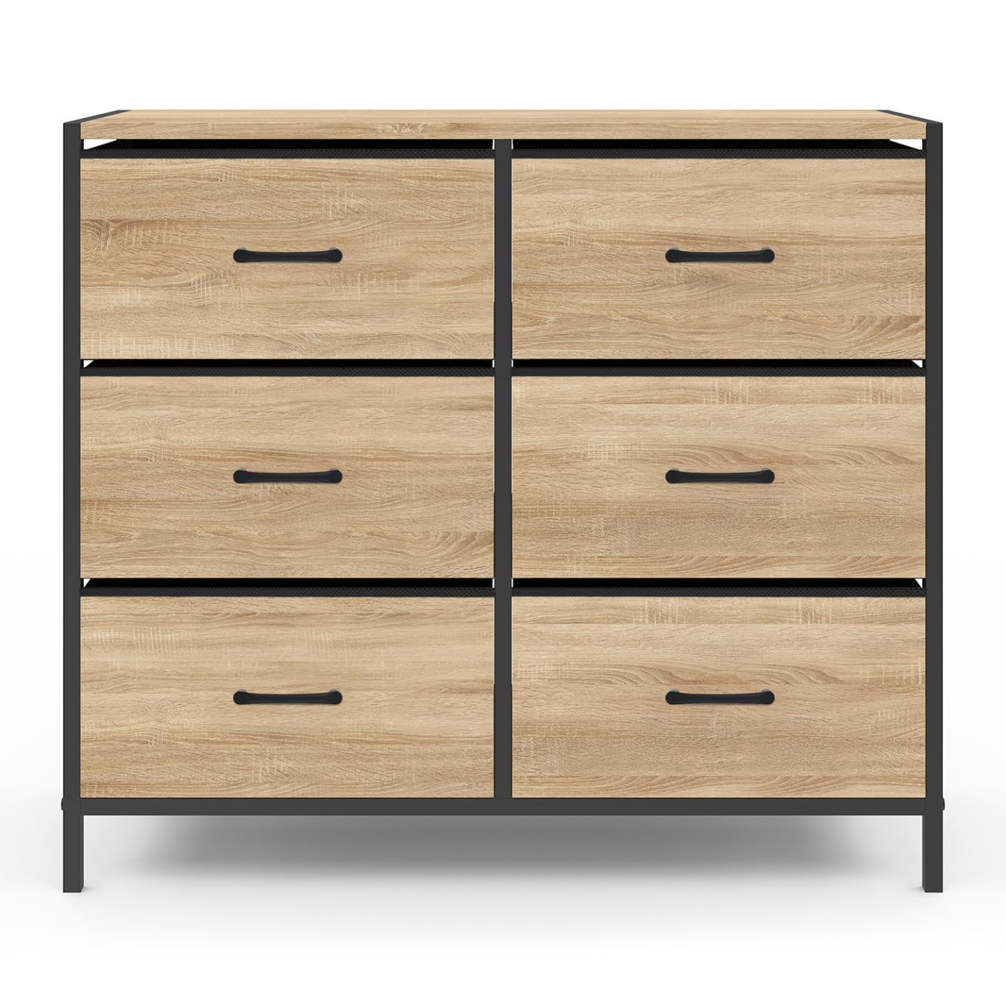 IDMarket - Commode 6 tiroirs en Tissu Utah 80 cm Meuble de Rangement Design Industriel