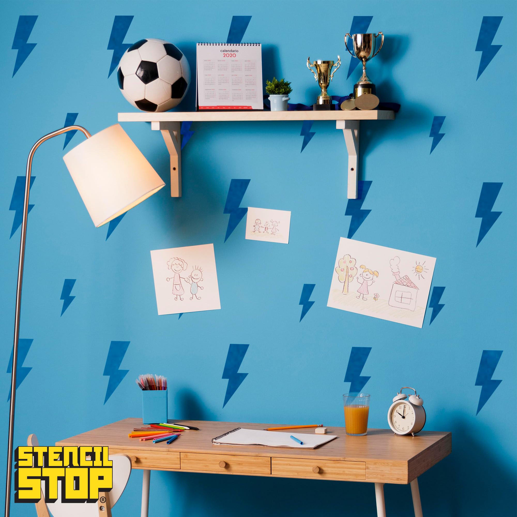 Stencil Stop Szablon Lightning Bolt – 19 x 45 cm – szablony wielokrotnego użytku do malowania na drewnie, ścianach, tkaninach i skałach, trwały plastik mylarowy 14 ml do majsterkowania i projektów