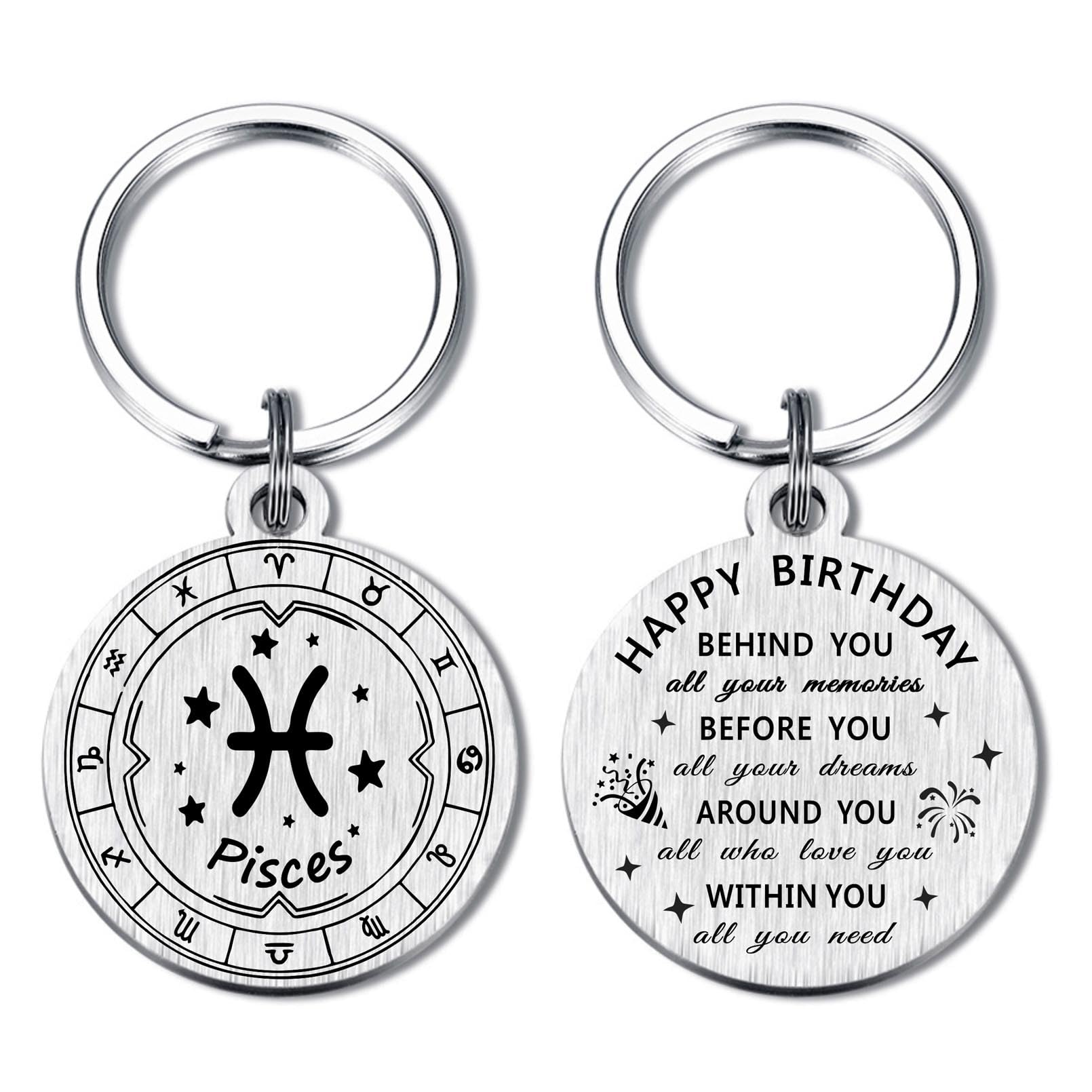 Alotozo Zodiac Keychain - 12 Constellations Birthday Gifts for Men Women - Virgo Libra Scorpio Sagittarius Bday Keyring