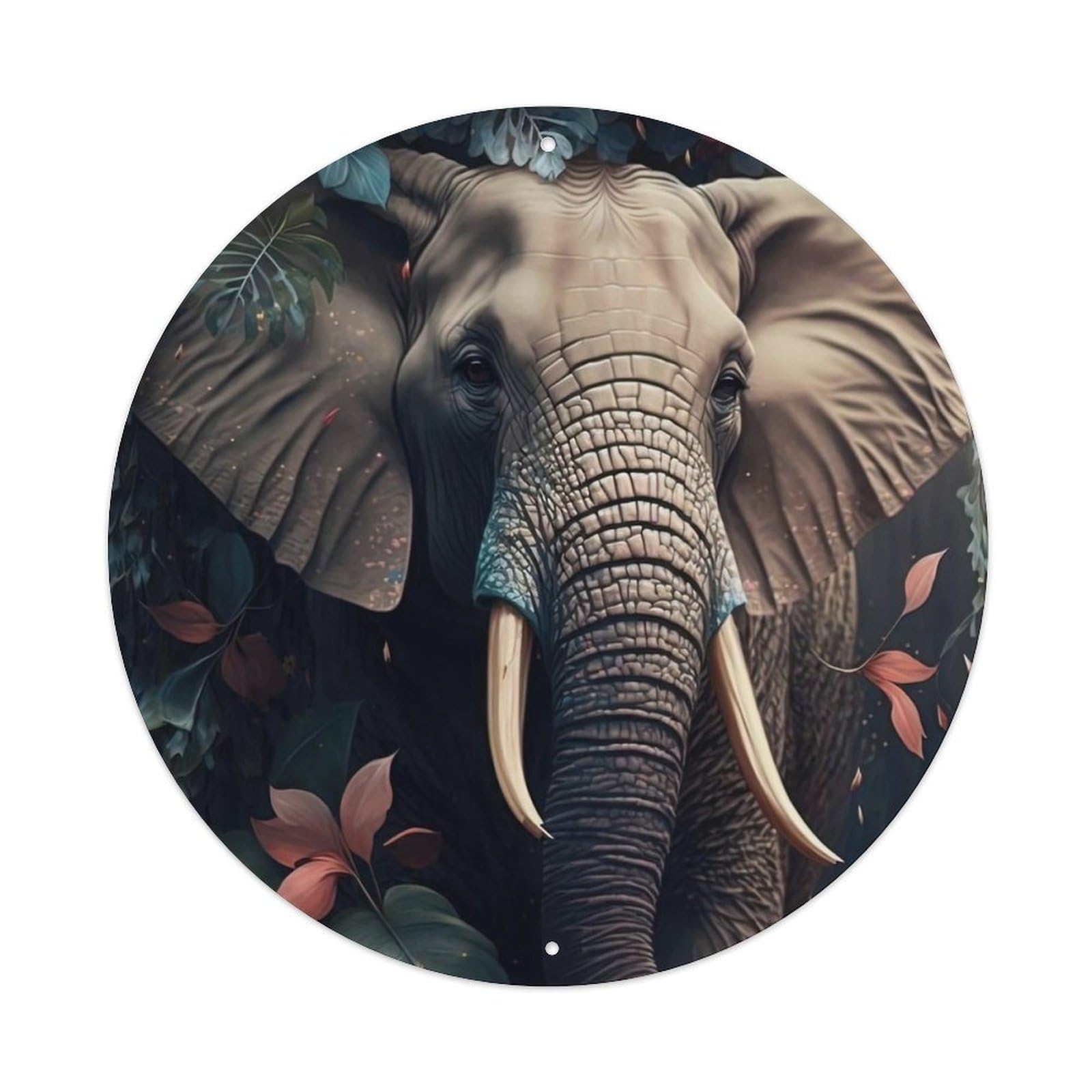 Animals Artwork Elephants in The Jungle Vintage Metal Tin Sign Plaque Wall Decor for Cafe, Club Bar, Office, Garden Metal Poster 8x8Inch
