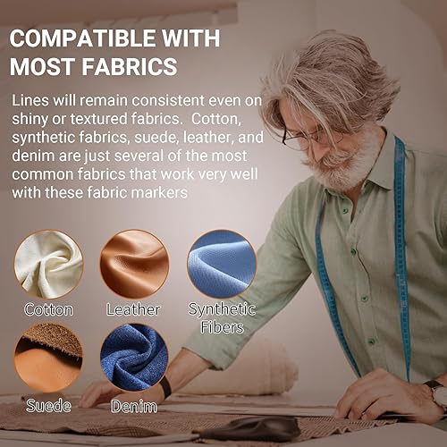 Miniatura 6 de Marcadores de tiza de tela (paquete de 2) - Borra tiza de sastre para acolchado y costura - Compatible con la mayoría de telas - Con tecnología de