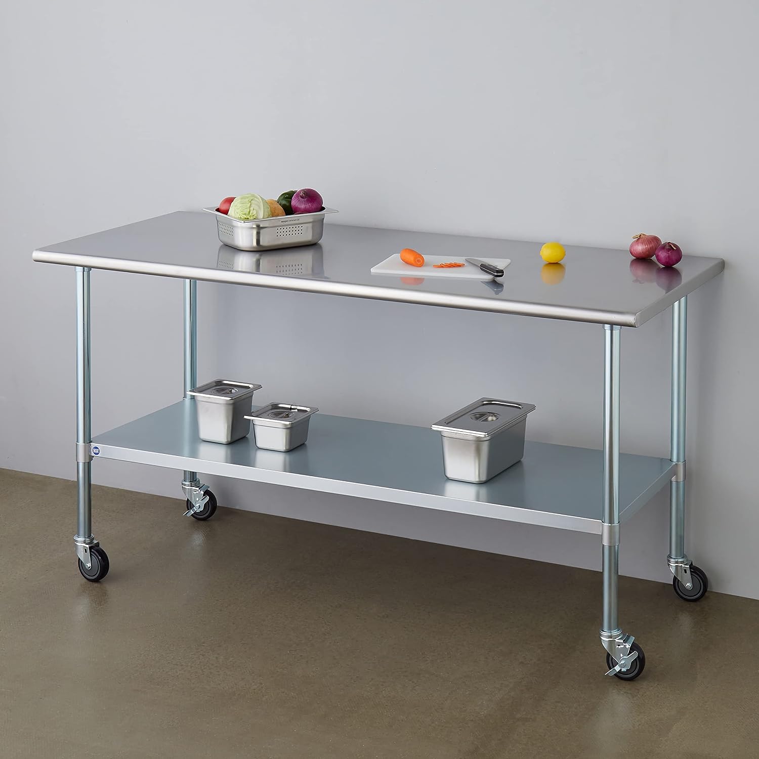 Rockpoint NSF Commercial Kitchen Adjustable Under Shelf and Table Foot for Restaurant, Home and Hotel, 72x30inch, Metal Grey