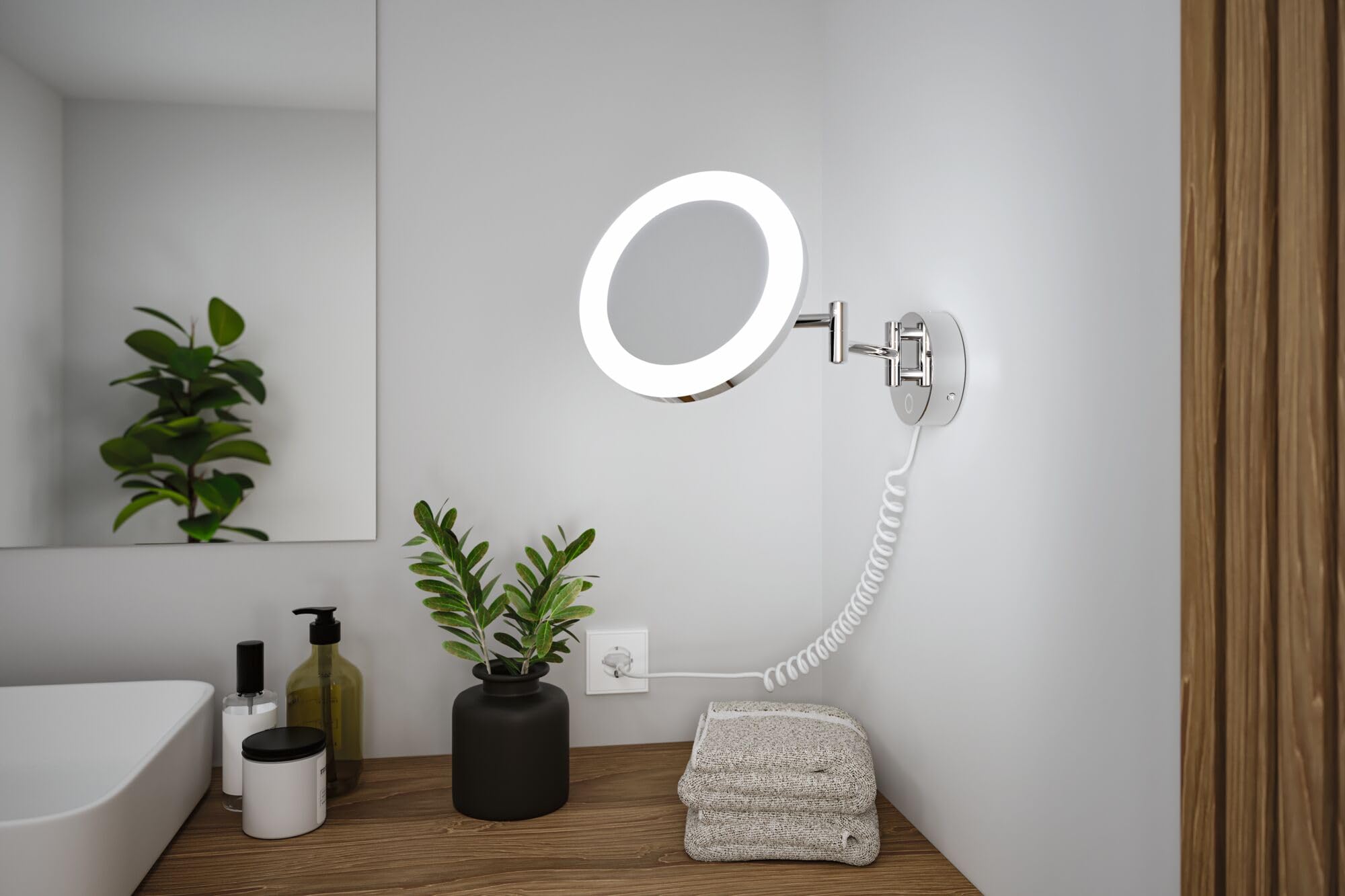 Paulmann 71148 LED Kosmetikspiegel Masua IP44 White Switch 55lm 230V 4W Chrom 3-fach Vergrößerung