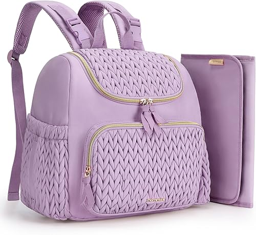 Miniatura 13 de mommore Mochila para pañales, elegante bolsa de viaje para bebé con bolsillos aislados, cambiador y correas para cochecito para niños pequeños