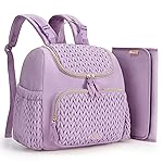 mommore Diaper Bag Small Diaper Backpack Stylish Toddler Baby Mini Maternity Bags Travel Backpacks with Insulated Pockets, Changing Pad, Stroller Straps