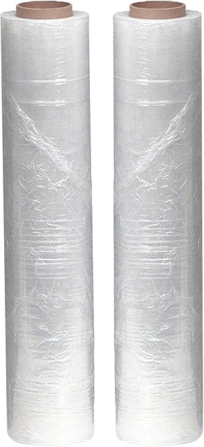 JeeJaan® 2 Rolls Clear Pallet Wrap 400mm x 250m, Non-Extended, 20mu - Strong Stretch Shrink Cling Film - Ideal for Wrapping - Warehouse, Moving House & Furniture
