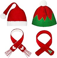 Vista 7 de Paquete de 4 unidades de ropa de muñeca de Navidad, mini muñeco de nieve, bufanda, sombrero de punto de Papá Noel, bufanda de árbol de Navidad