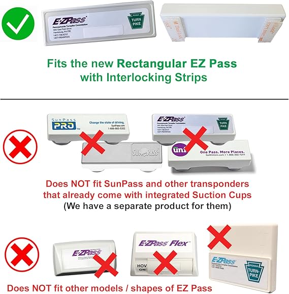 Silicone Skin for the New Rectangular EZ Pass with Interlocking Strips (NJ, PA...) - Includes Black Interlocking Strips