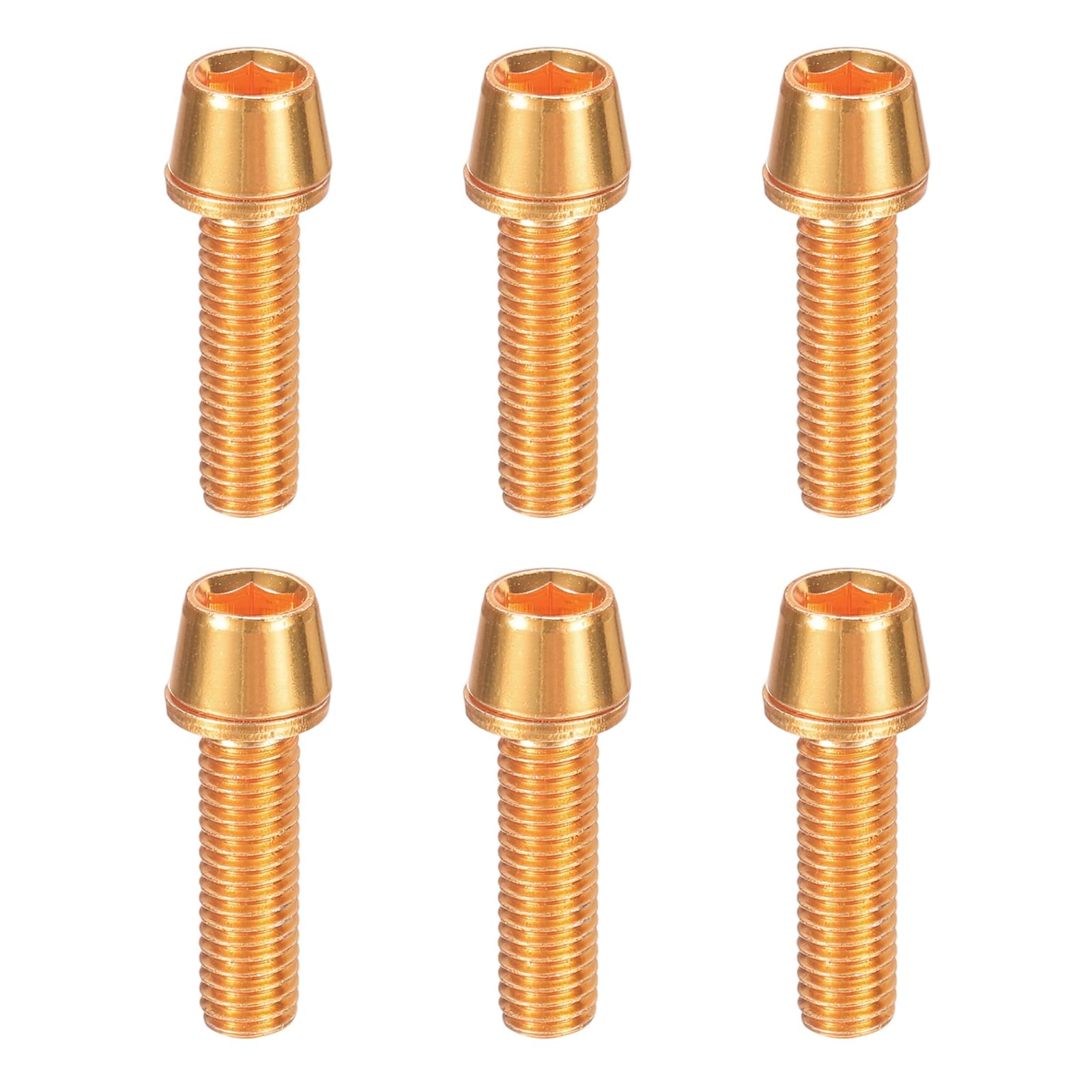 sourcing map 6pcs Bike Disc Brake Caliper Bolts M5 x 18mm Hex Bicycle MTB Disc Brake Caliper Adapter Screws Bolts for Road Mountain Bike BMX, Gold