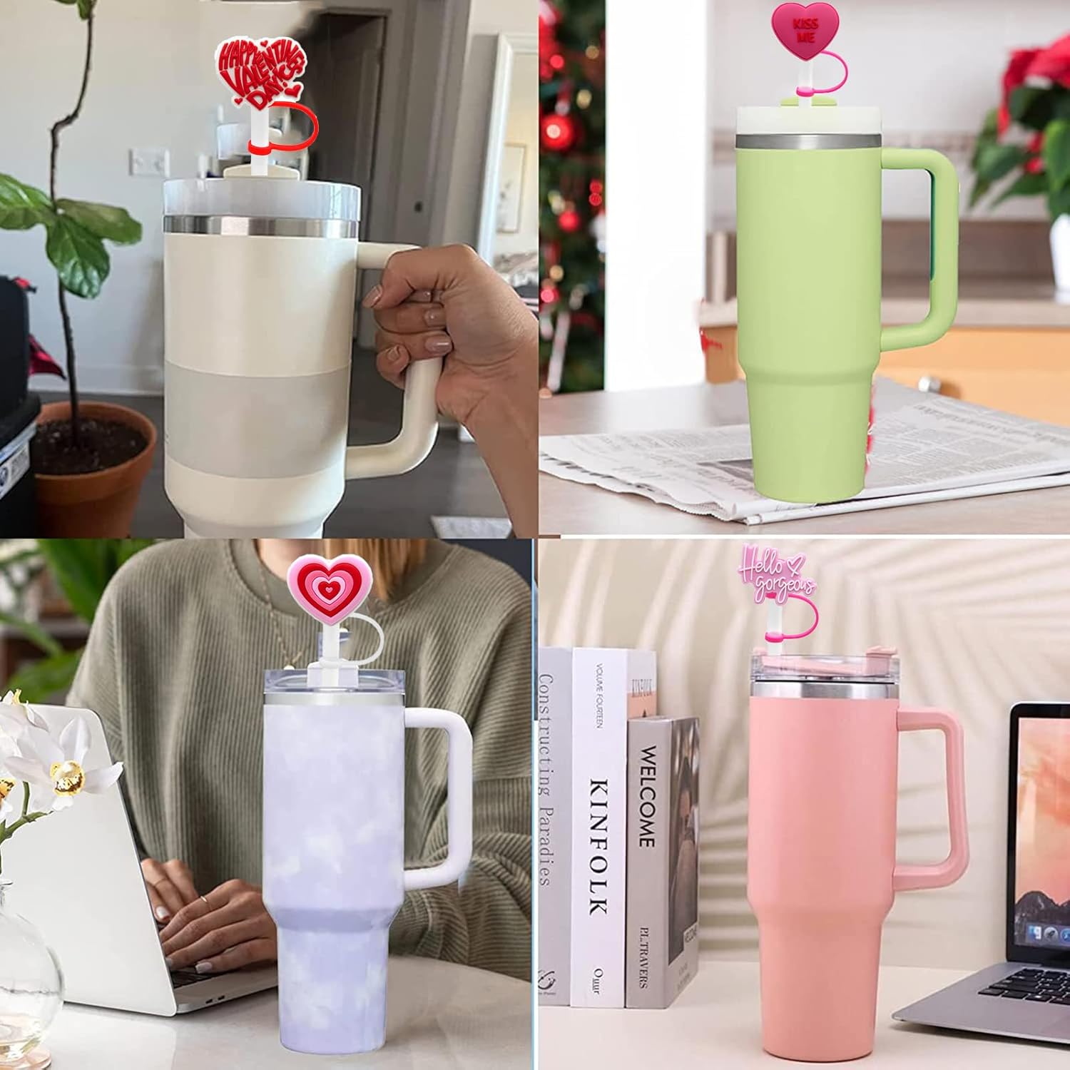 10mm Silicone Heart Straw Covers for Stanley 40&30 Oz Tumbler, Cute Silicone Straws Tips Cover Reusable,Food Grade Heart Straw Covers Cap for Dust Proof Plugs, Straw Tips for Women Party Favors-5 Pcs - Image 6