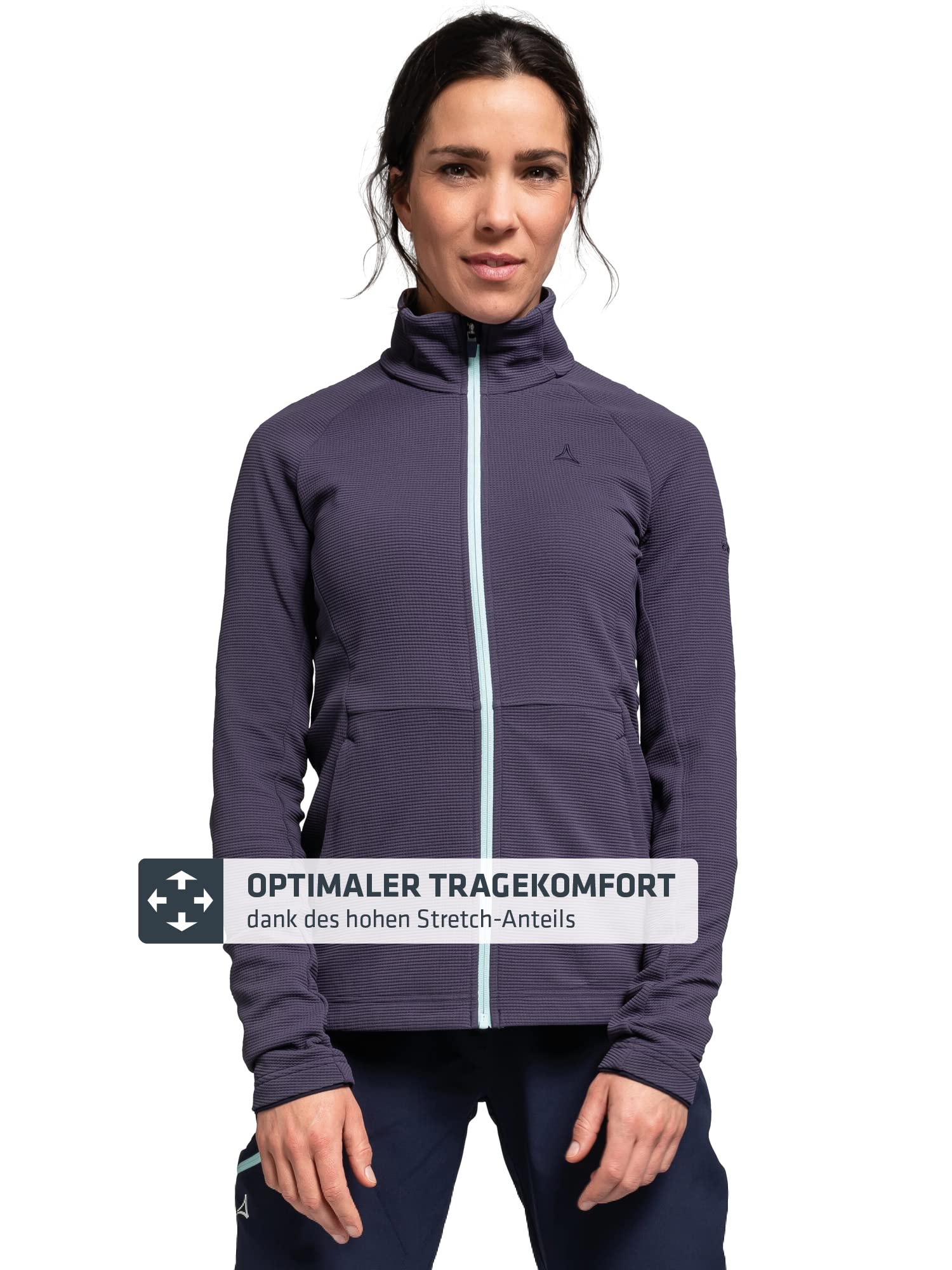 Schöffel Damen Fleece Jacket Schiara L, warme Fleecejacke mit Stretch, schnell trocknende Funktionsjacke mit Stehkragen
