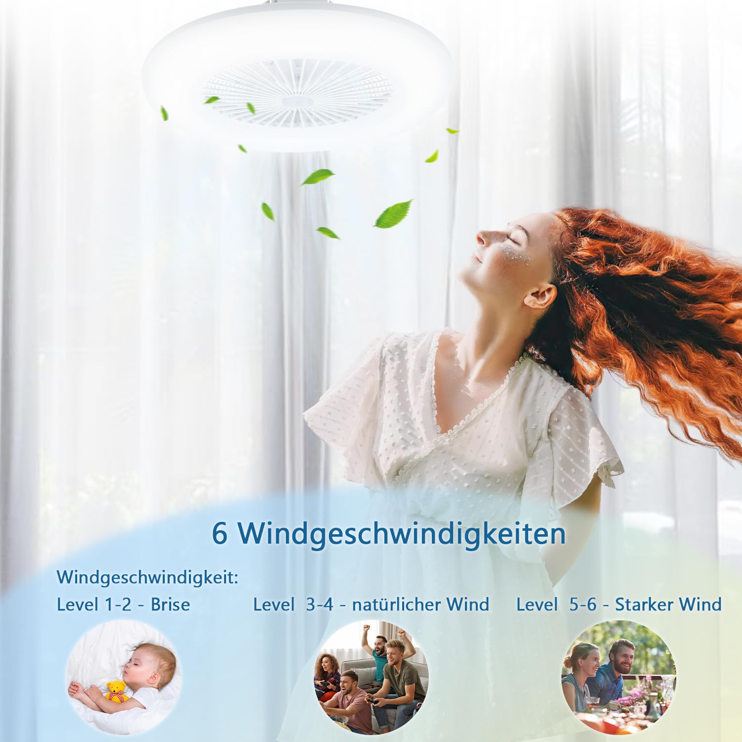Deckenventilator mit Beleuchtung und Fernbedienung 2x 80W smart Lampe mit Ventilator Zweirichtungsrotation,Dimmbar licht und Windgeschwindigkeit Für Wohnzimmer Schlafzimmer Esszimmer