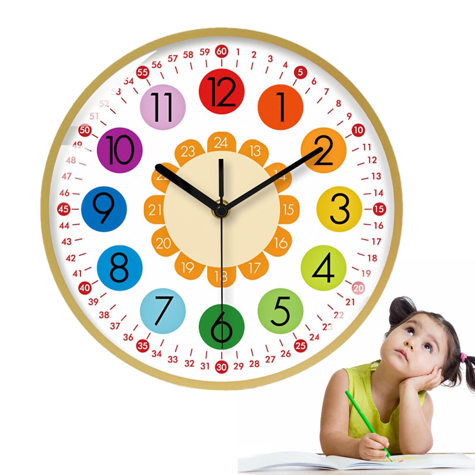 Horloge éducative En Bois à Peindre - Kit DIY Pour Enfants, Apprentissage Des Heures, 14x12 Cm, Activité Créative