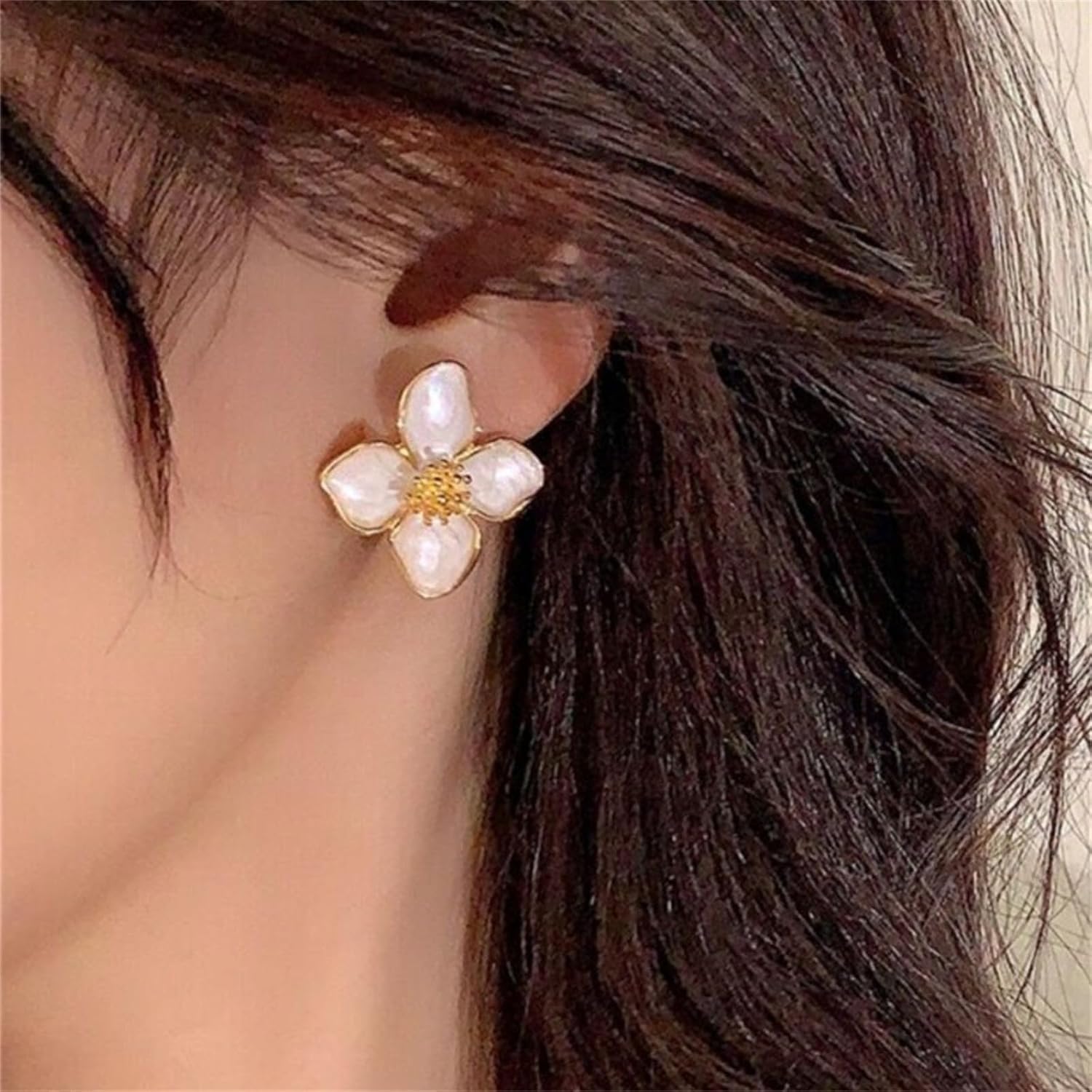 Vintage Enamel Flower Earrings,Colorful Floral Stud Dainty Oildripping Jewelry Chunky Petal Statement Earrings Elegant Party Prom Holiday Accessories for Women - Image 5