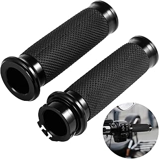 Black Hand Grips 1" Motorcycle Handlebar Grips, Non-Slip Motorcycle Throttle Grips Compatible for Harley Davidson Sportster Touring Dyna Softail 883 1200