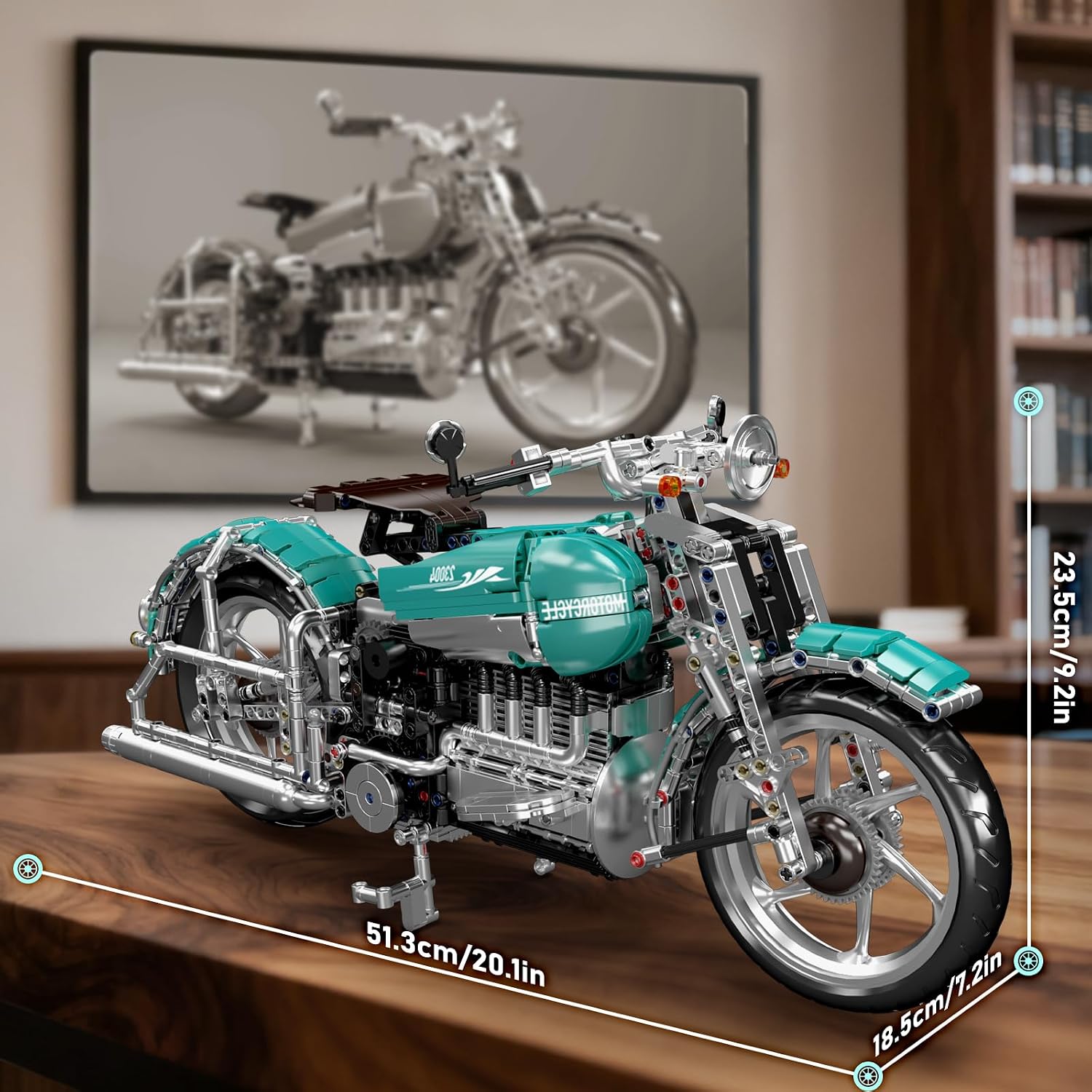 Mould King 23004 American Cruiser Motorcycle Building Set, MOC Classic Motorbike Model Kit for Display, Collectible Gift for Adult Teen(1971 Pcs)