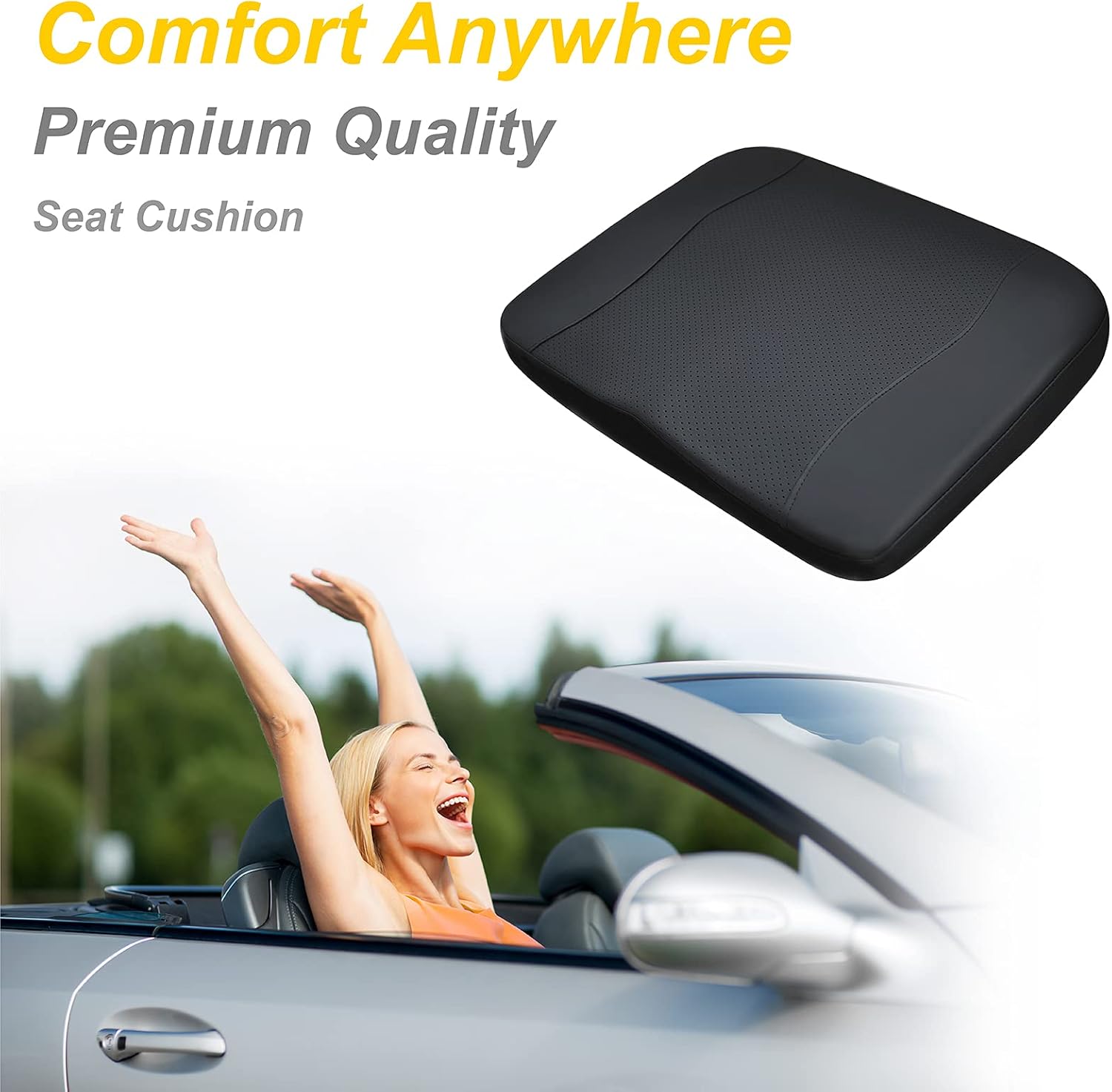 Bangled Car Seat Cushion, Memory Foam Driver Seat Cushion for Sciatica & Lower Back Pain Relief, Seat Cushion for Car, Truck, Office Chair : Automotive