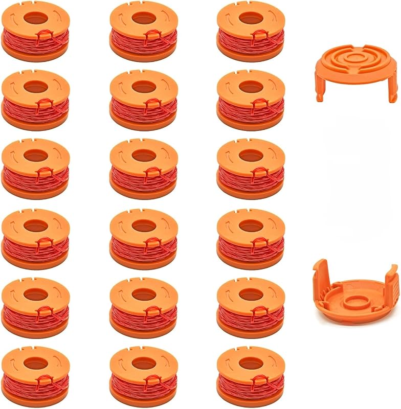 OEM-Grade Trimmer Line Spools (20-Pack: 18 Spools + 2 Caps) for Worx Trimmers [Enhanced Durability | Pre-Wound Convenience | Ultimate Value] (WA0207&WA0010)