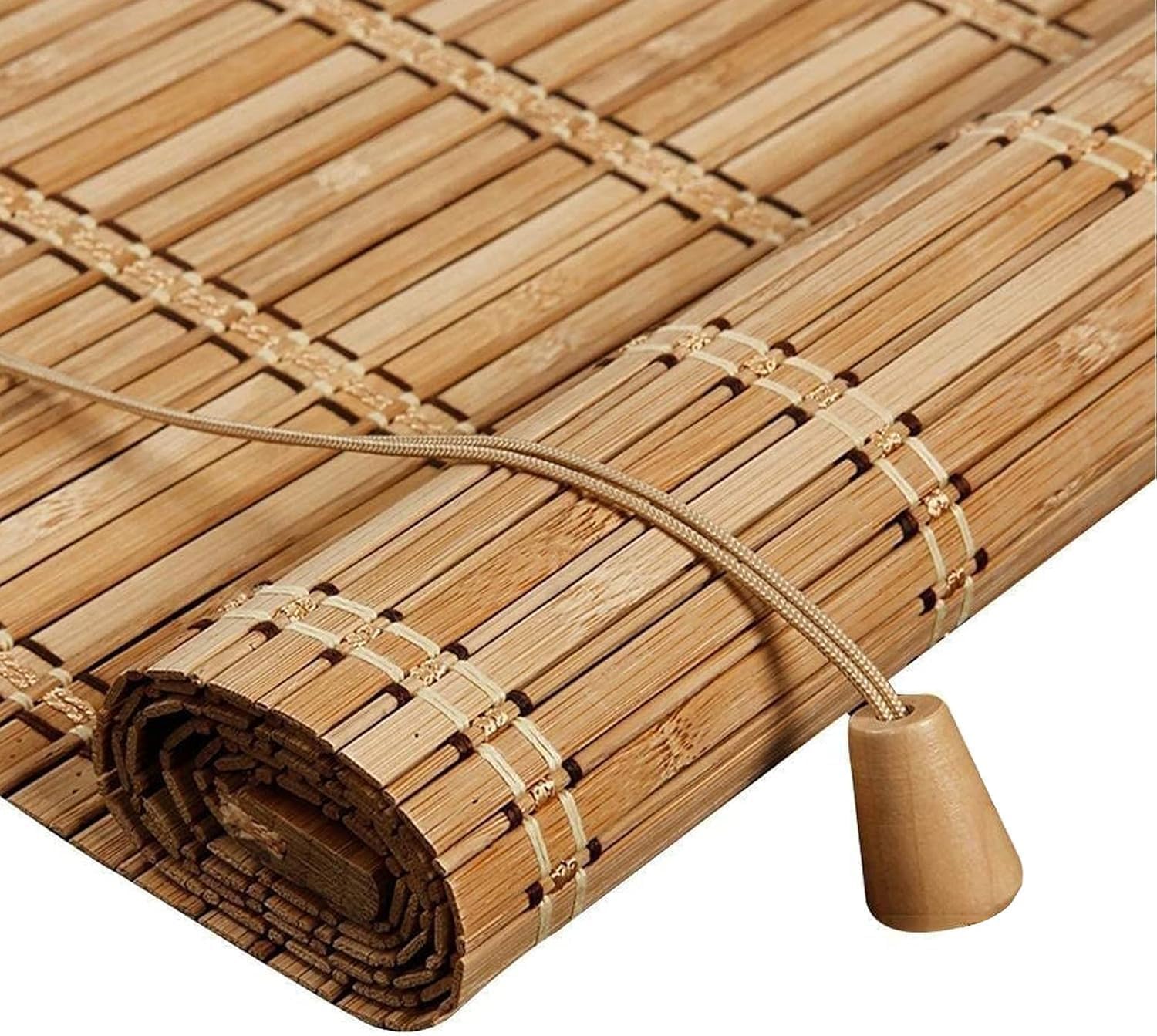 Stores à Enroulement en Bambou Rétro,Naturel Respirant Rideau en Bambou,Store Venitien Bois,Store Fenetre Occultant,Rouleaux Romains pour Balcon/Jardin/Intérieur/Extérieur (100x200cm/39x79in)