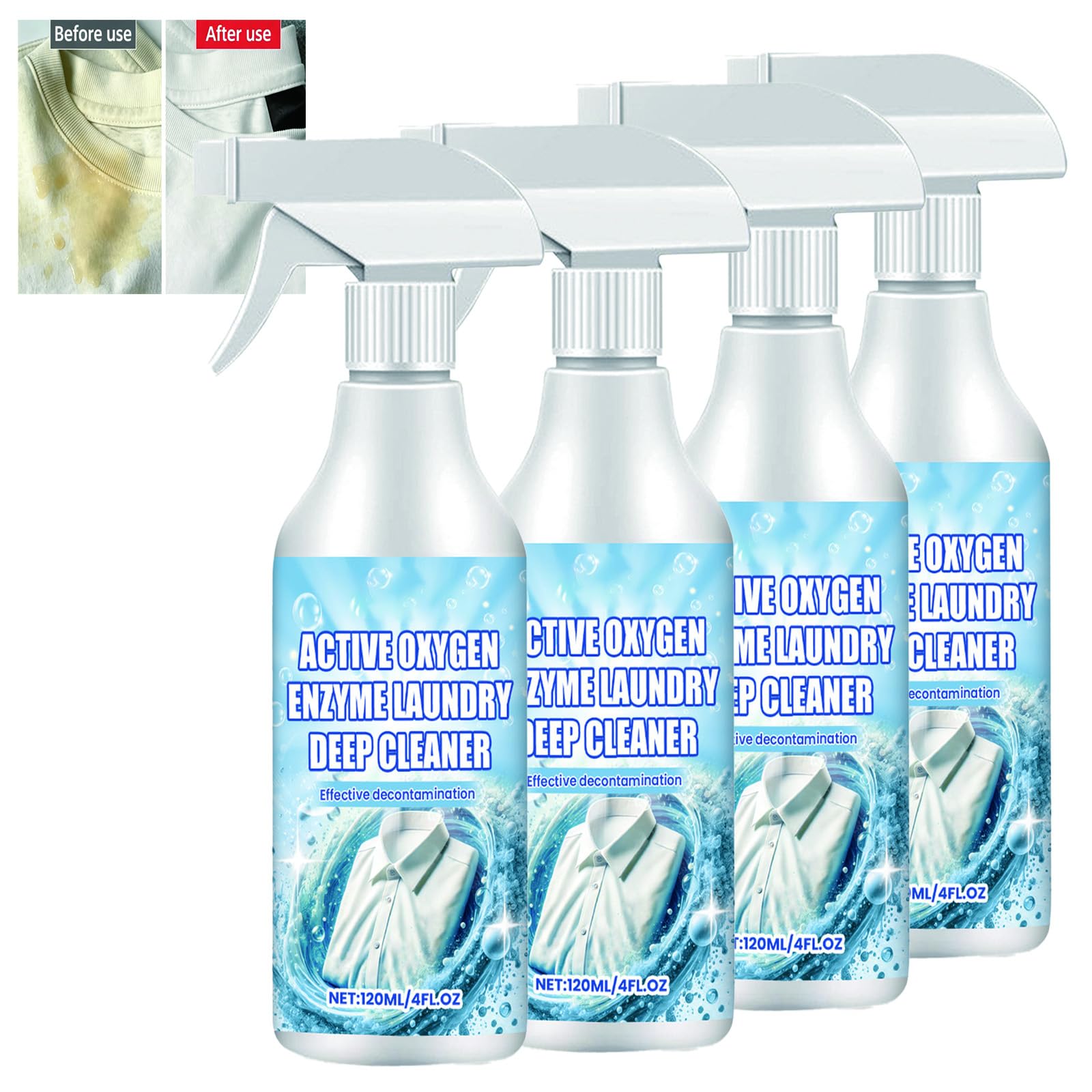 Smacchiatore spray per abbigliamento, 120 ml pulitore multiuso per tessuti (4pcs)