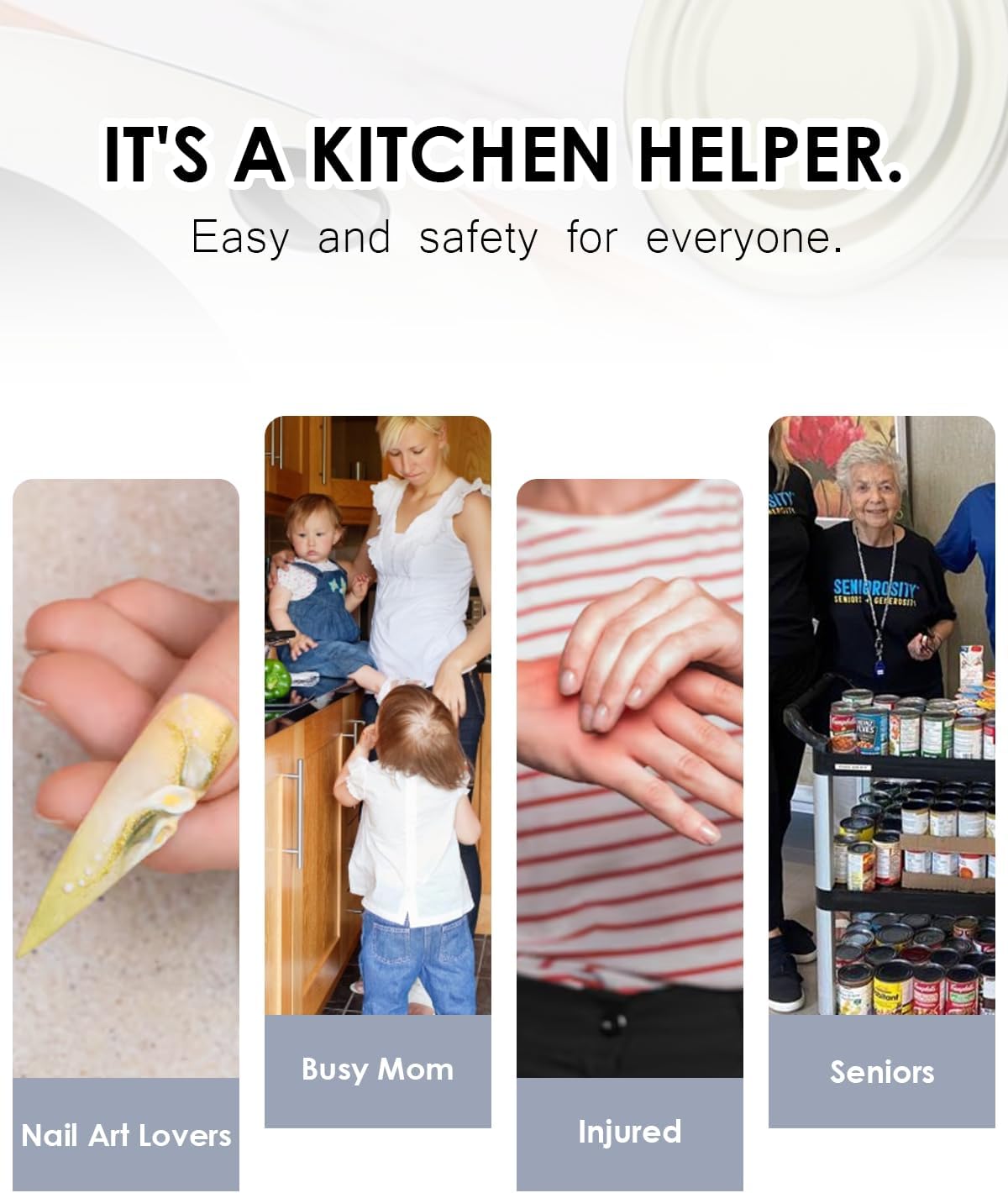 Rechargeable Electric Can Opener - One Touch Automatic, Hands Free Operation Easy Grip for Seniors & Arthritis, Works with All Cans - Cordless, No Sharp Edges