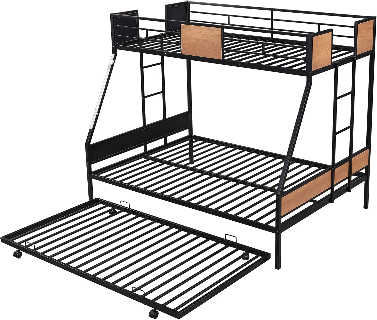 Close-up of bunk bed safety rails and ladder