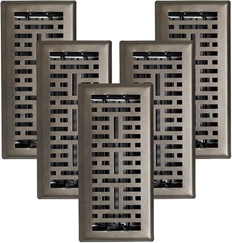 Precision Flow - Rejilla de piso de acero de 4 x 10 pulgadas, diseño de metro, acabado de bronce metálico, cubiertas de ventilación prémium para el