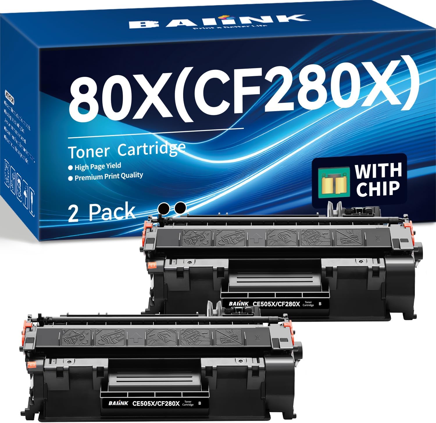 CF280X 80X Toner Cartridge Black Compatible Replacement for HP 80A 80X CF280A CF280X Compatible with HP Pro 400 M401A M401D M401N M401DN M401DNE M401DW, MFP M425DN M425DW Printer