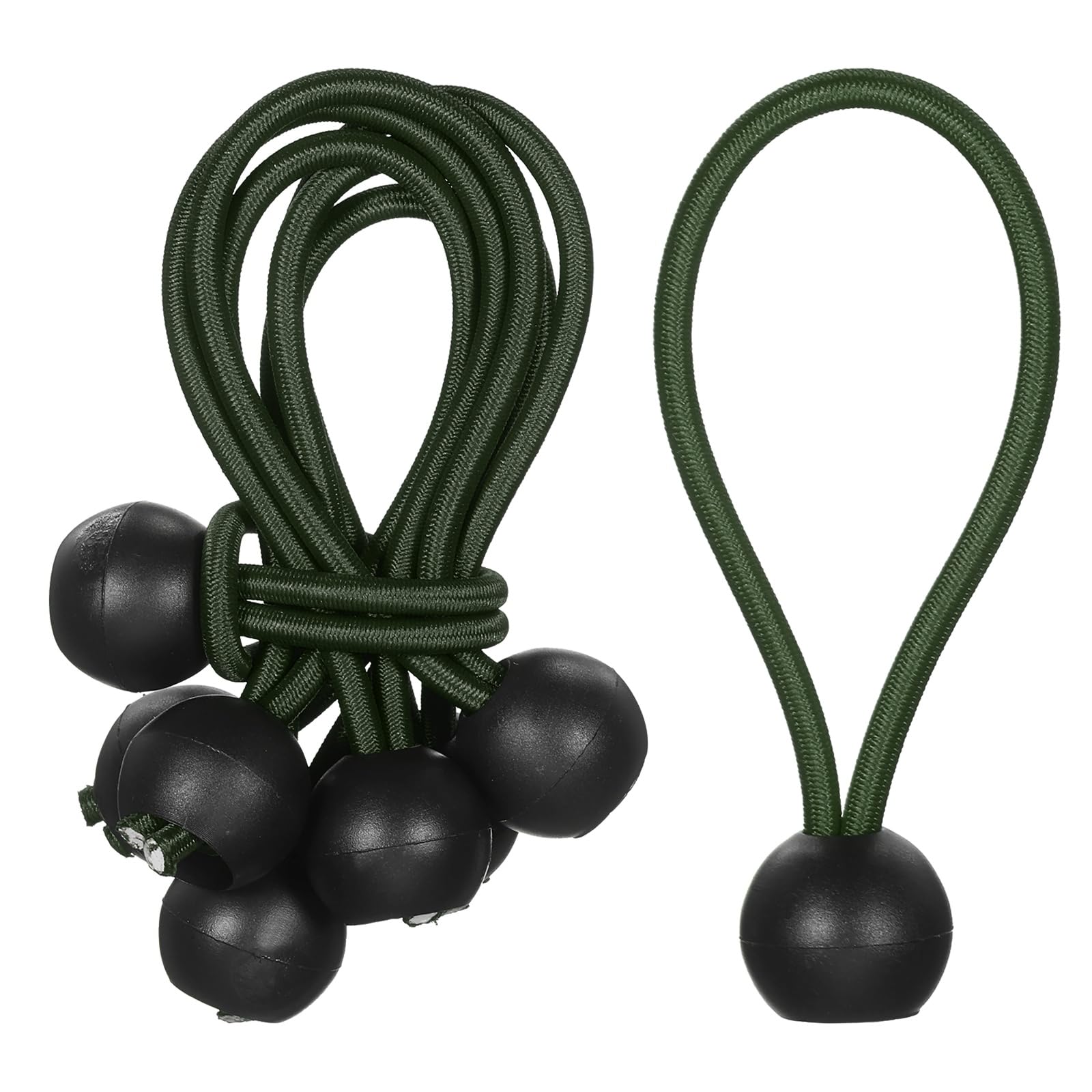 PATIKIL Ball Bungee Cord 4 Inch, 35 Pcs Bungee Cords with Balls Canopy Tarp Tie Downs Cords Elastic String for Outdoor Camping Cargo Shelter Tent Poles, Green