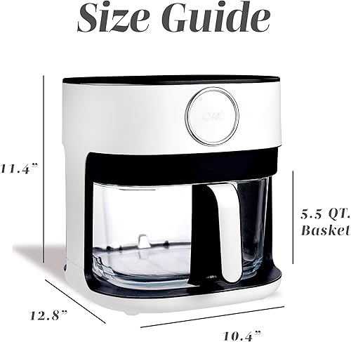 Miniatura 3 de COOK WITH COLOR Freidora de aire digital de cocina de 1400 W y 5.5 cuartos con cesta de vidrio, 8 opciones de cocción saludable preestablecidas,