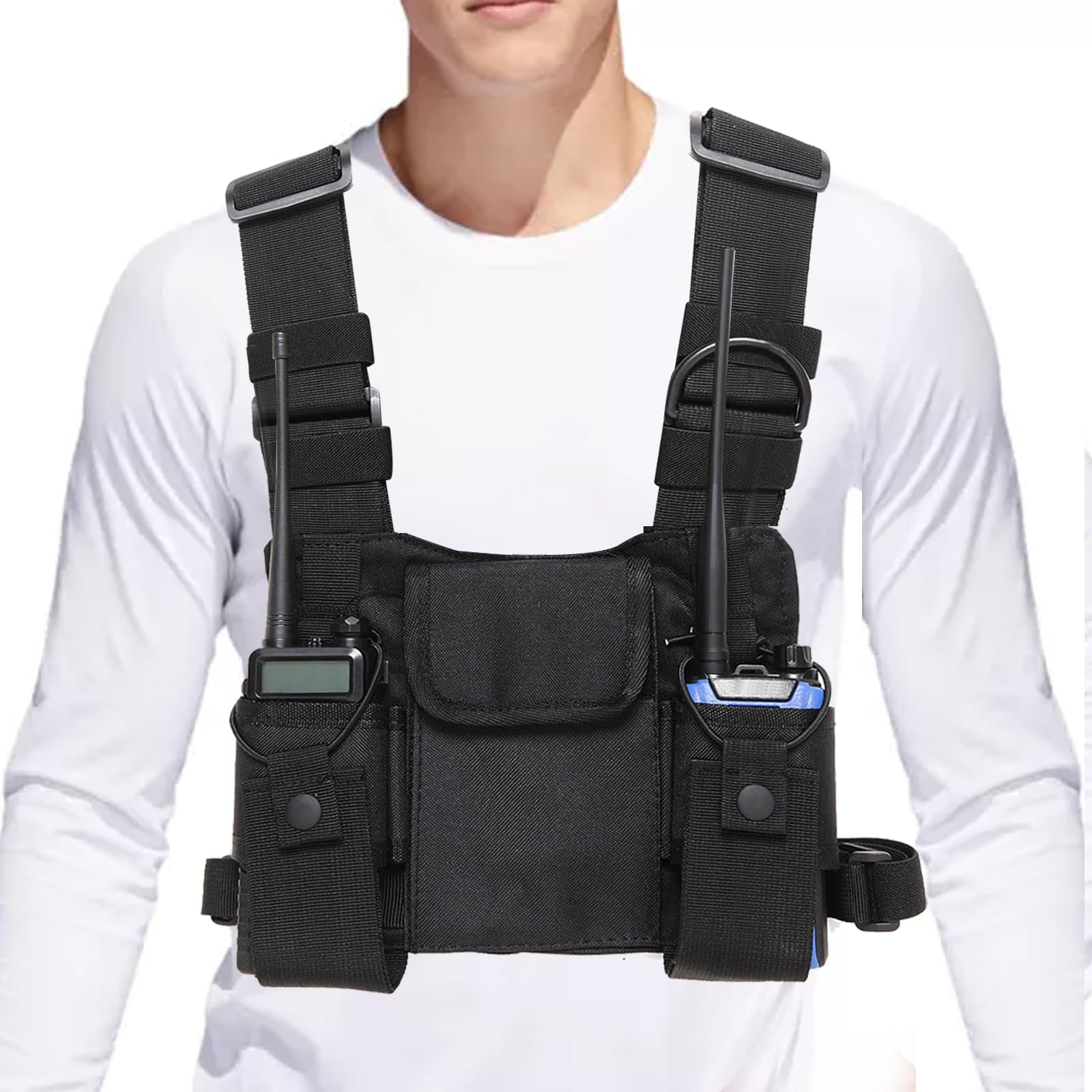 GAESHOW Walkie-Talkie Borsa a Tracolla Regolabile, Chest Pack Universale Mani Libere per Radio