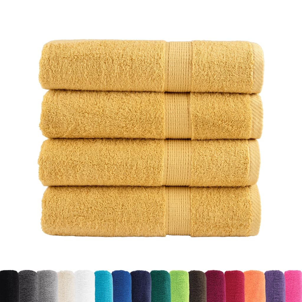 Home & Garden, Bettwäsche und Bettwäsche, Handtücher, Premium-Duschtücher, SOLUND 4 Stück, Gold, 70 x 140 cm, 600 g/m²