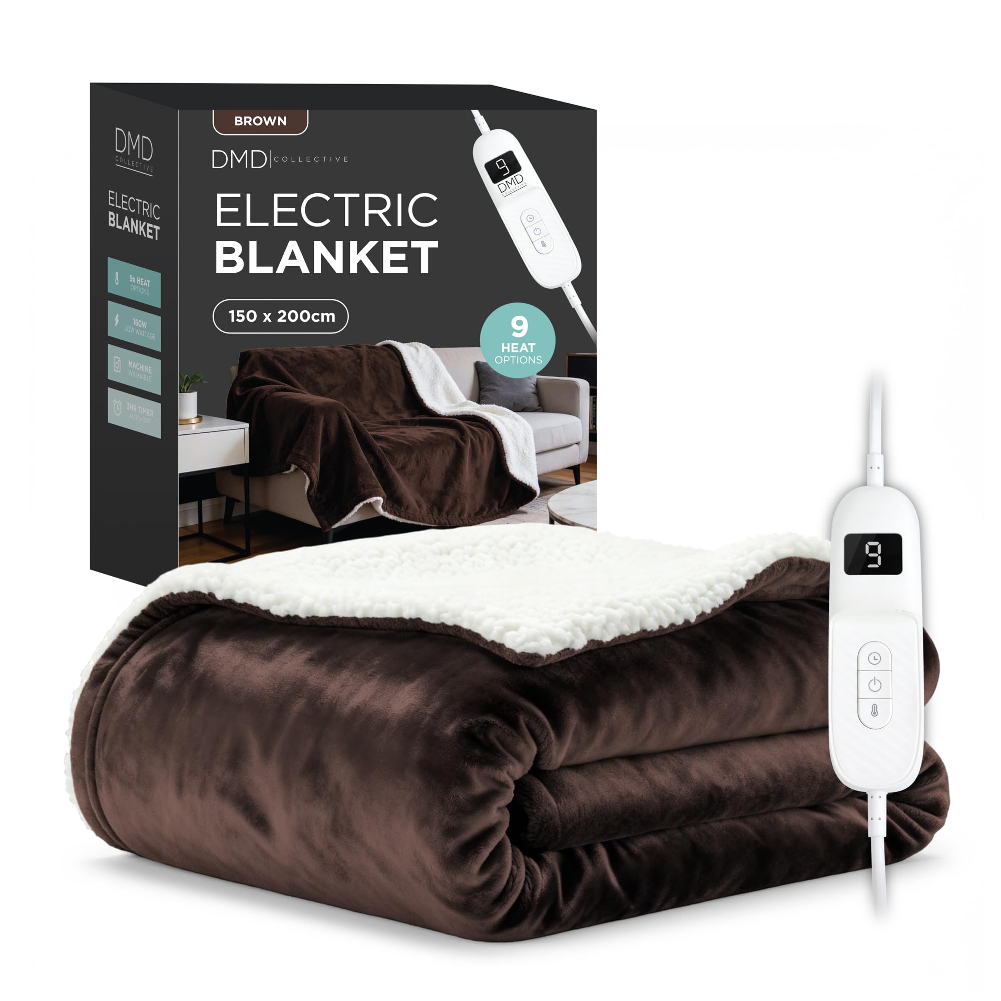 DMD Collective - Heated Blanket, Electric Blanket 150x200cm, Brown