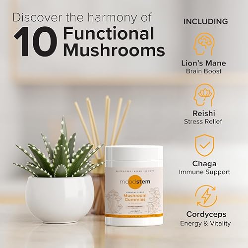 Miniatura 2 de Gomitas de hongos Harmony Blend Suplemento diario de hongos para adultos Complejo de hongos 10 en 1 melena de león, reishi, cordyceps, chaga y más