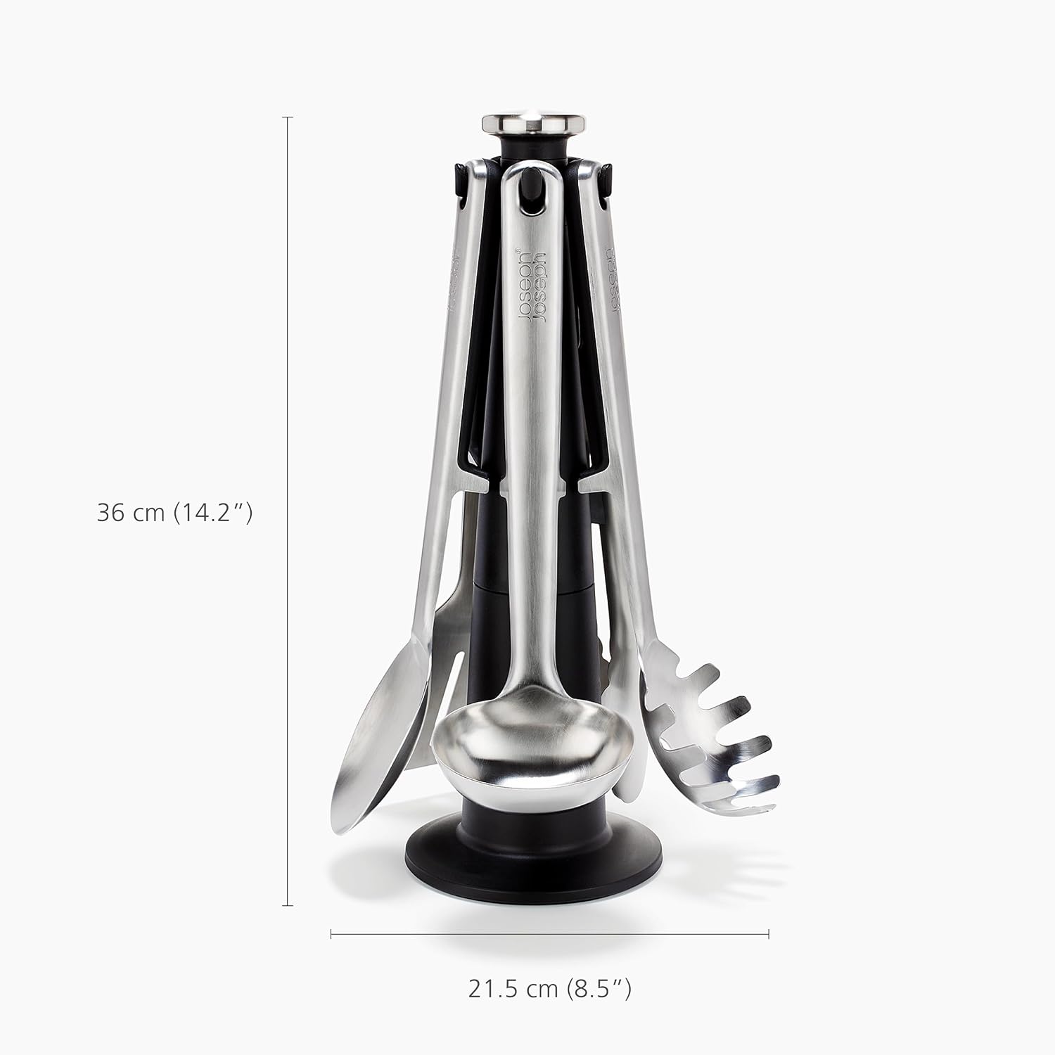 Joseph Joseph Elevate Excel Stainless Steel Kitchen Utensils with Rotating Stand, 5 Piece Set