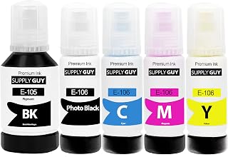 SupplyGuy 5x Ink compatible with Epson 105 106 Multipack for Ecotank L-7160 ET-7700 ET-7700 Series ET-7750 L-7100 Series L-7180