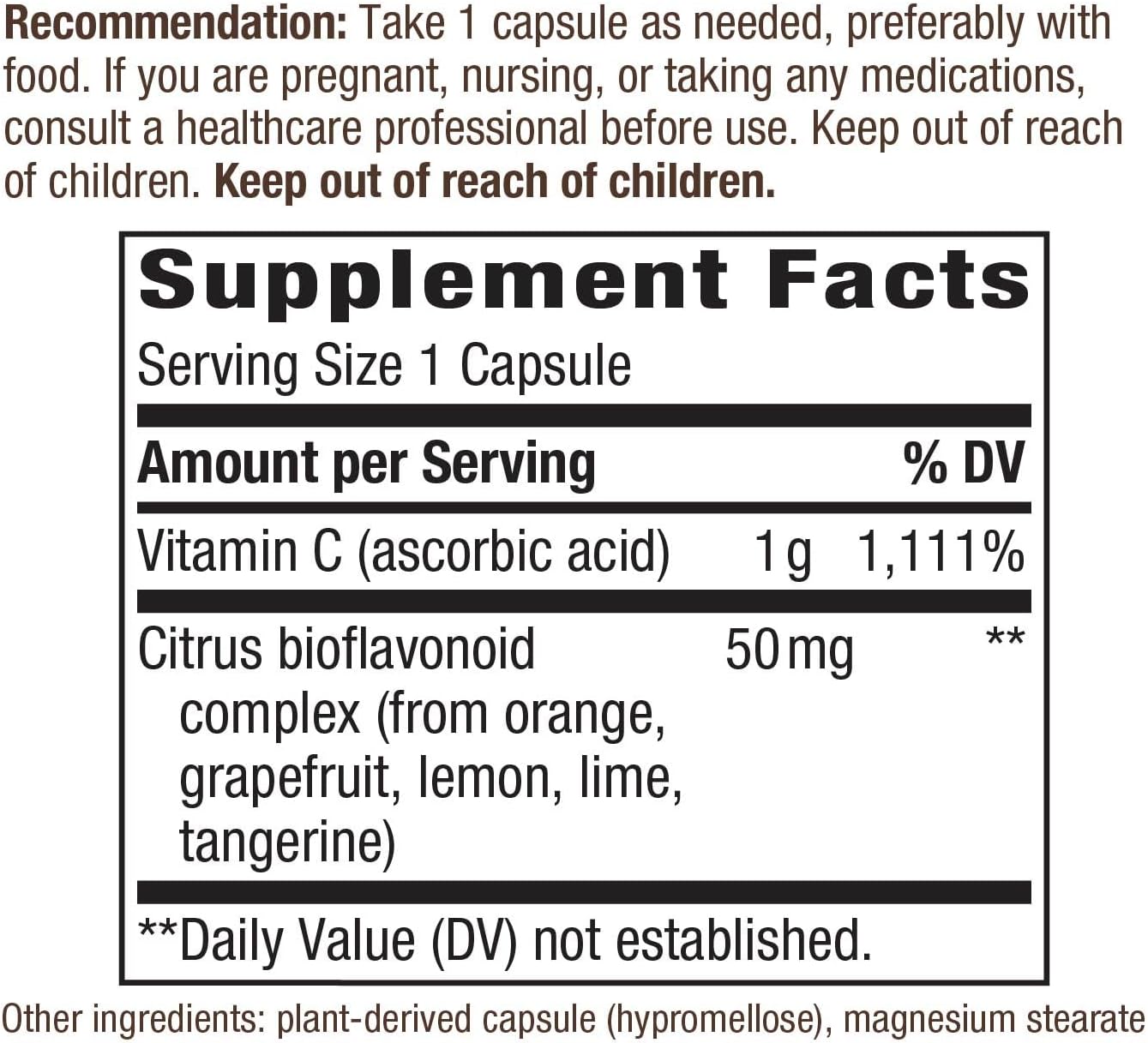 Nature’s Way Vitamin C with Bioflavonoids 1000 mg Vitamin C per serving 250 Capsules Nature’s Way Vitamin C with Bioflavonoids 1000 mg Vitamin C per serving 250 Capsules