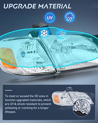 Miniatura 5 de Nilight Conjunto de faros delanteros compatible con Chevy Venture Oldsmobile Silhouette 1997 1998 1999 2000 2001 2002 2003 2004 2005 Chevy Venture
