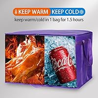Vista 212 de Bodaon Paquete de 1 bolsas de compras reutilizables aisladas, bolsa enfriadora de picnic XL con cremallera superior para frío, bolsa aislada