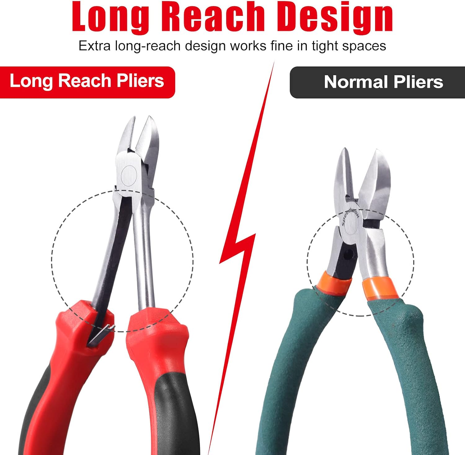 SPEEDWOX Long Reach Diagonal Pliers, 6 Inches Mini Side Cutting Pliers