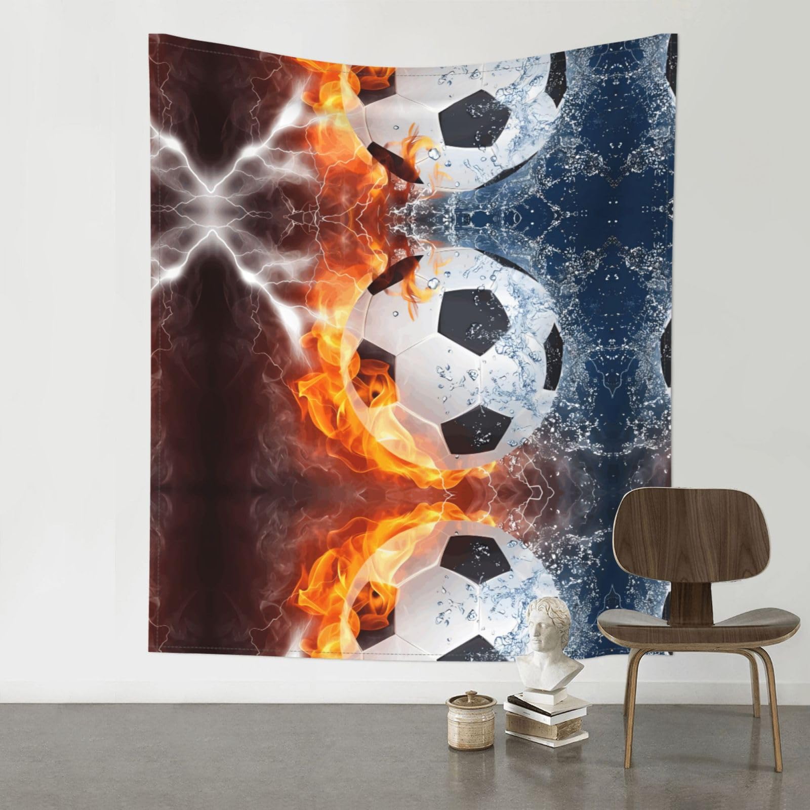 YYHWHJDE Flame Football Prints Wall Tapestry 60x51in - High-Grade Polyester Throw Blanket for Bedroom, Dorm, Beach & Picnic Decor