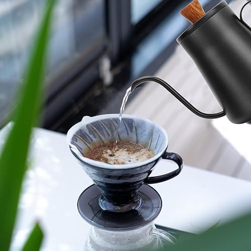 Miniatura 6 de TOPINCN Coffee Kettle 304 Pot Stainless Steel Long Mouth Pot Slim Mouth Hanging Ear Brewing Pot for Hand Pour Pot (Black)