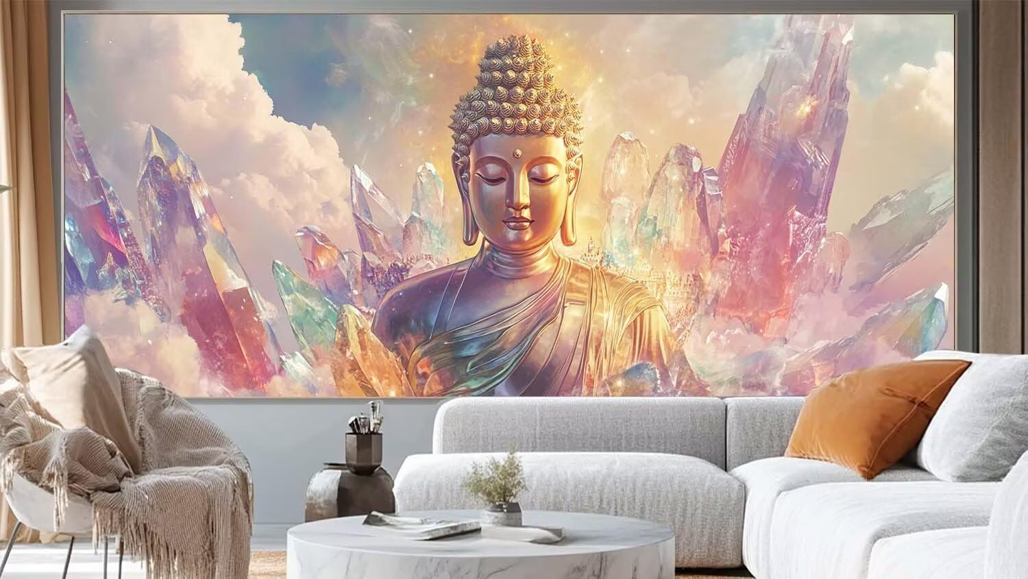 Budda diamentowa sztuka kraina czarów zestaw do malowania diamentami, pełne wiercenie diamentowe, DIY, kryształowa sztuka, haft, obrazy, sztuka i rękodzieło, dla dorosłych kobiet, duża sztuka