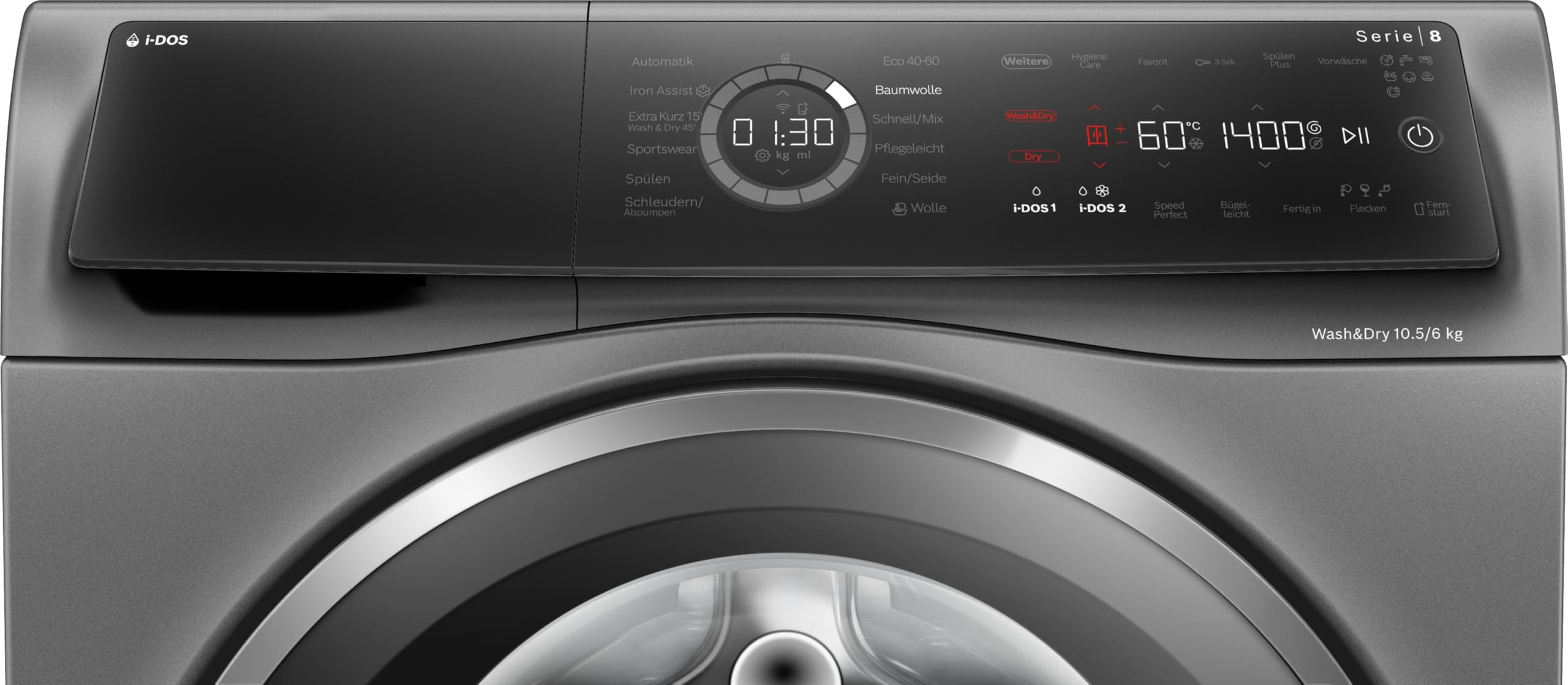 Bosch Serie 8 WNC254AS0 Waschtrockner 10.5 kg Waschen 6 kg Trocknen 1400 UpM i-Dos IronAssist Dampffunktion AutoDry