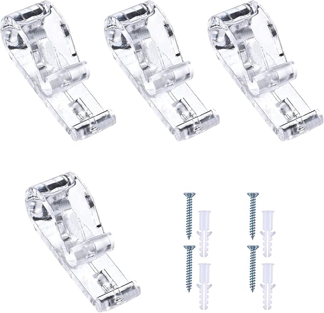 BEHAHAI 4 Sets Roman Blind P Clip, Plastic Roman Roller Blind Chain Cord P Clips Hooks Child Safety Roller Blind Clips for Blinds with 4 Screws and 4 Plastic Pillars