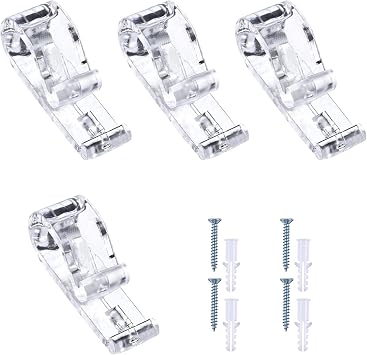4 Sets Roman Blind P Clip, Plastic Roman Roller Blind Chain Cord P Clips Hooks Child Safety Roller Blind Clips for Blinds with 4 Screws and 4 Plastic Pillars